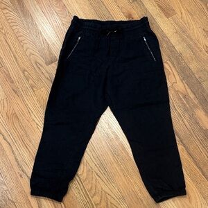 Athleta Linen Black Capri Jogger Pants with Zipper Pockets Size: 10P